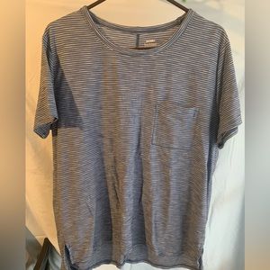 Women’s Old Navy blue and white striped “boyfriend” style shirt